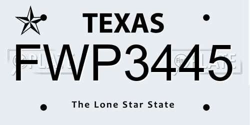 FWP3445 Texas License Plate