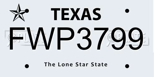 FWP3799 Texas License Plate