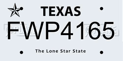 FWP4165 Texas License Plate