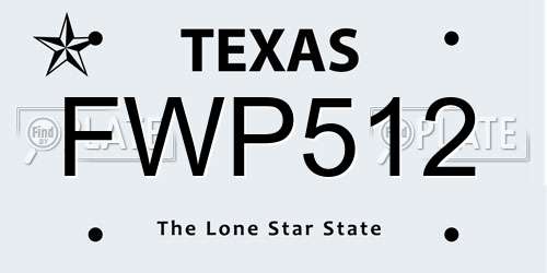 FWP512 Texas License Plate