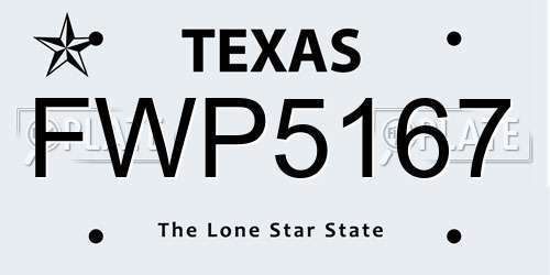 FWP5167 Texas License Plate