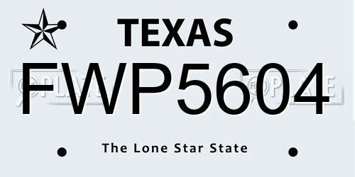 FWP5604 Texas License Plate