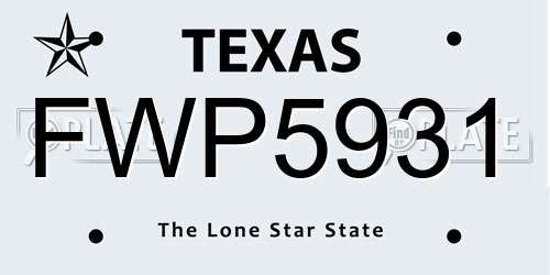 FWP5931 Texas License Plate