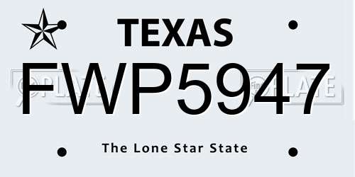 FWP5947 Texas License Plate