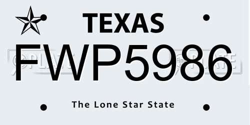 FWP5986 Texas License Plate