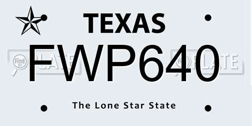 FWP640 Texas License Plate