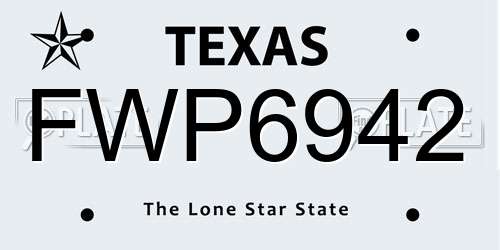 FWP6942 Texas License Plate