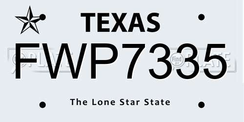 FWP7335 Texas License Plate
