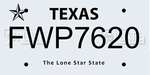 FWP7620 Texas License Plate