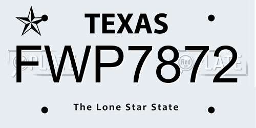 FWP7872 Texas License Plate