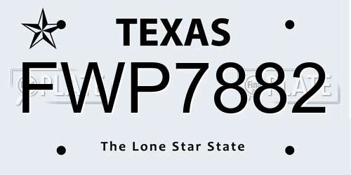 FWP7882 Texas License Plate