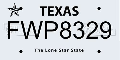 FWP8329 Texas License Plate