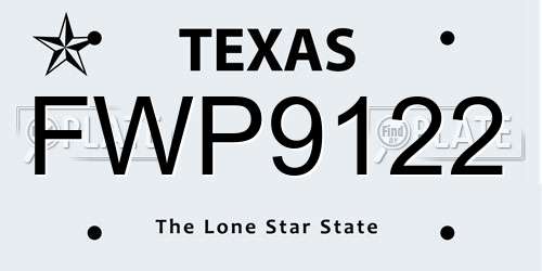 FWP9122 Texas License Plate