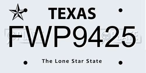 FWP9425 Texas License Plate