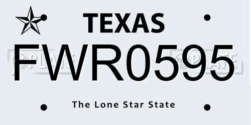 FWR0595 Texas License Plate