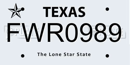 FWR0989 Texas License Plate