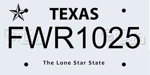 FWR1025 Texas License Plate