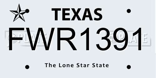 FWR1391 Texas License Plate