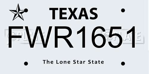 FWR1651 Texas License Plate