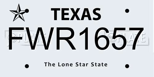 FWR1657 Texas License Plate