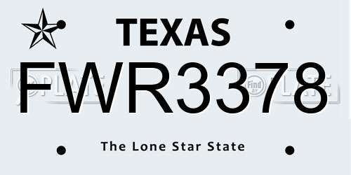 FWR3378 Texas License Plate