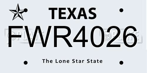 FWR4026 Texas License Plate
