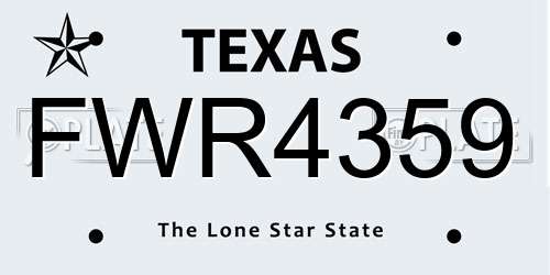 FWR4359 Texas License Plate