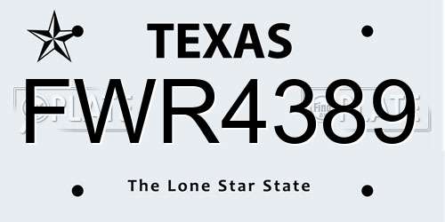 FWR4389 Texas License Plate
