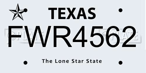 FWR4562 Texas License Plate