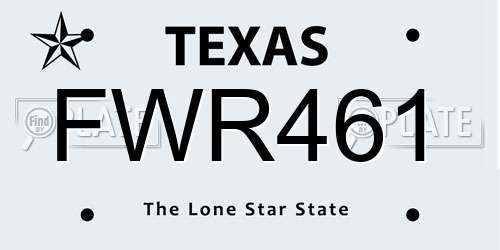 FWR461 Texas License Plate