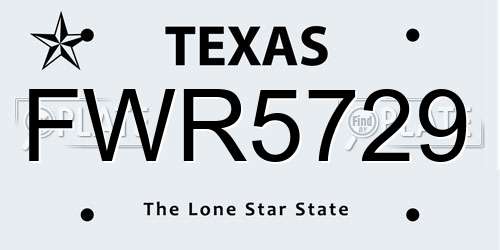 FWR5729 Texas License Plate