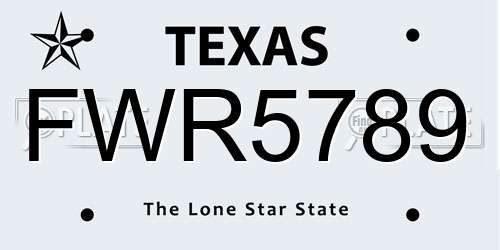 FWR5789 Texas License Plate