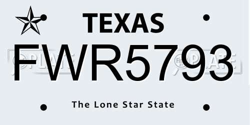 FWR5793 Texas License Plate