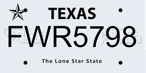 FWR5798 Texas License Plate