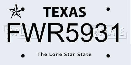 FWR5931 Texas License Plate