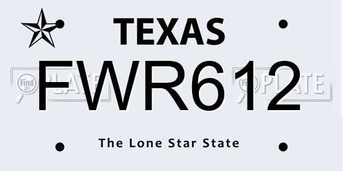 FWR612 Texas License Plate