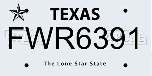 FWR6391 Texas License Plate