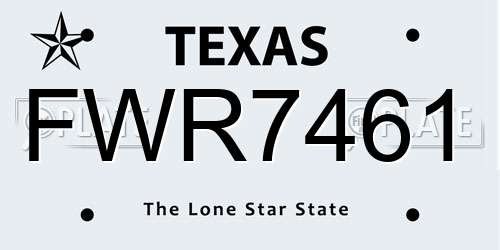 FWR7461 Texas License Plate