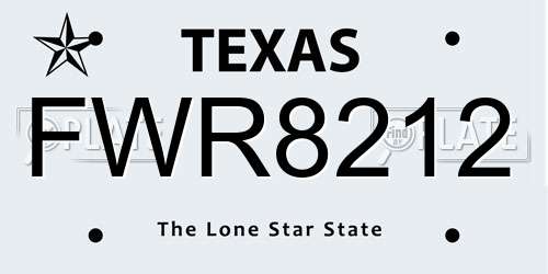 FWR8212 Texas License Plate