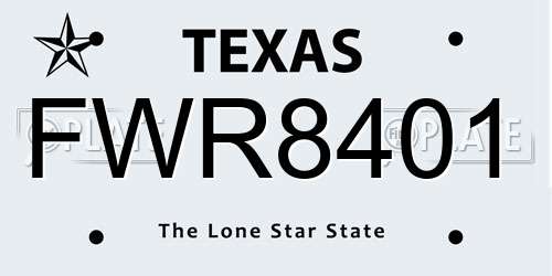 FWR8401 Texas License Plate