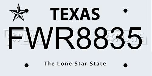 FWR8835 Texas License Plate