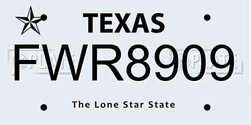 FWR8909 Texas License Plate