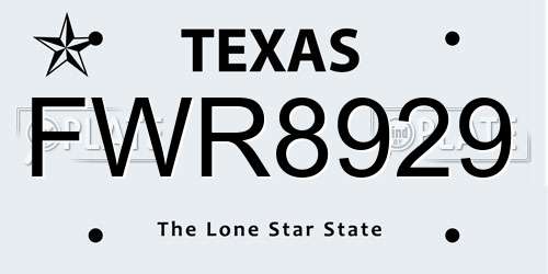 FWR8929 Texas License Plate