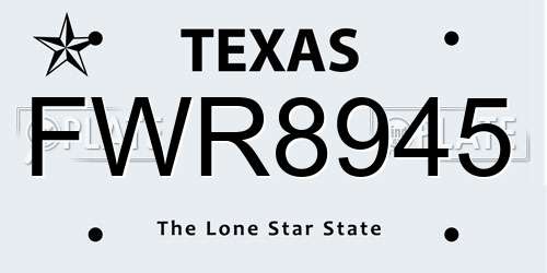 FWR8945 Texas License Plate