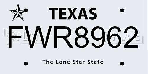 FWR8962 Texas License Plate
