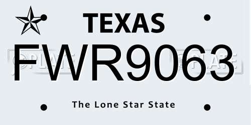 FWR9063 Texas License Plate