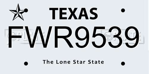 FWR9539 Texas License Plate