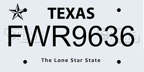 FWR9636 Texas License Plate