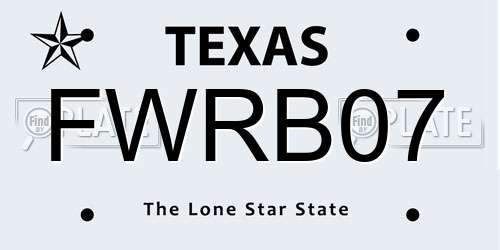 FWRB07 Texas License Plate