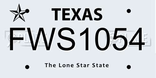 FWS1054 Texas License Plate